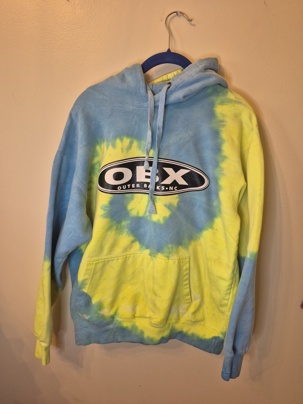 OBX Tie-Dye Pullover Hoodie in Blue and Yellow - Picture 2 of 13